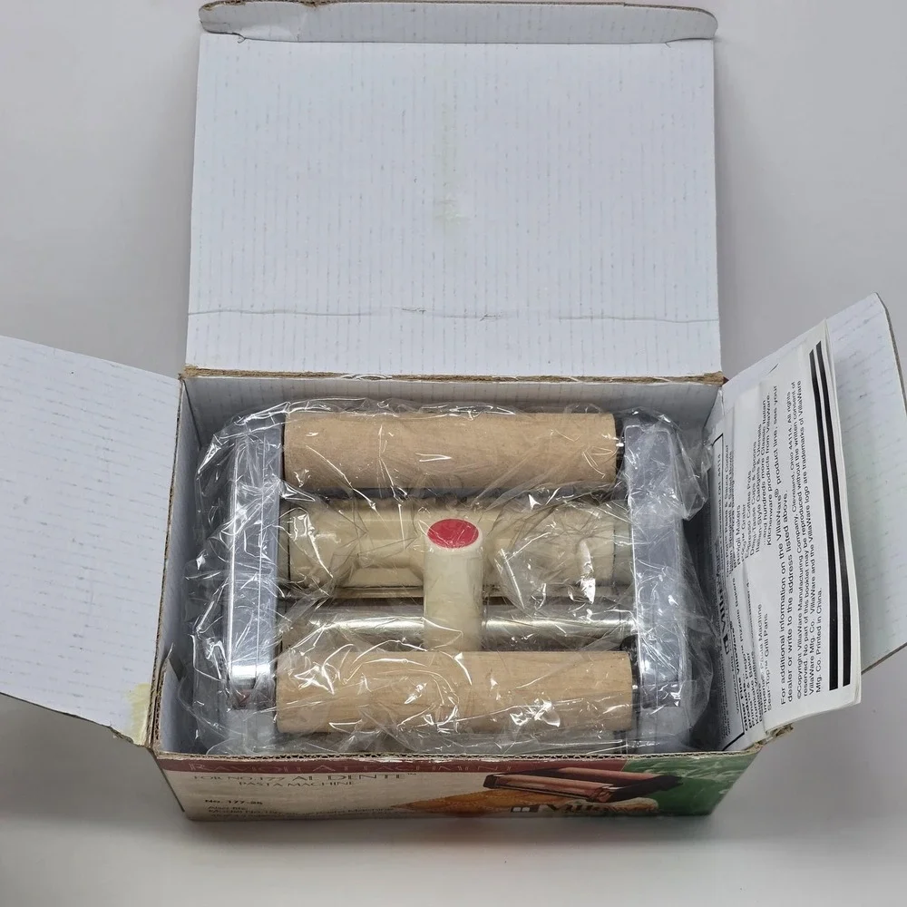 VillaWare Al Dente Pasta Machine With Ravioli Attachment Set Chrome Steel Silver